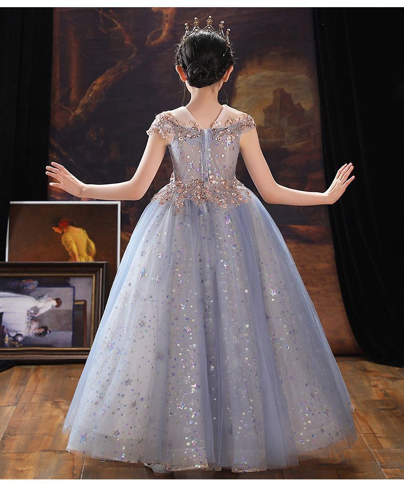 新品 ピアノ 発表会 ロングドレス 子供ドレス キラキラ 女の子 フォーマル 結婚式 卒業式 パーティー 結婚式 お誕生日 写真 プレゼント ジュニア ドレス お姫様 姫系 子供服 卒業式 #bosxm