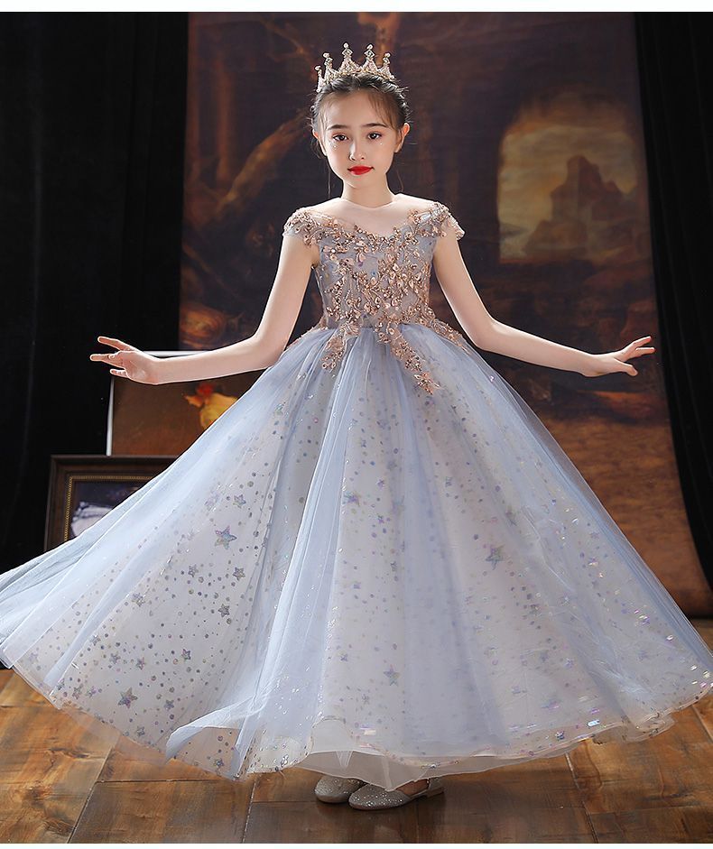 新品 ピアノ 発表会 ロングドレス 子供ドレス キラキラ 女の子 フォーマル 結婚式 卒業式 パーティー 結婚式 お誕生日 写真 プレゼント ジュニア ドレス お姫様 姫系 子供服 卒業式 #bosxm