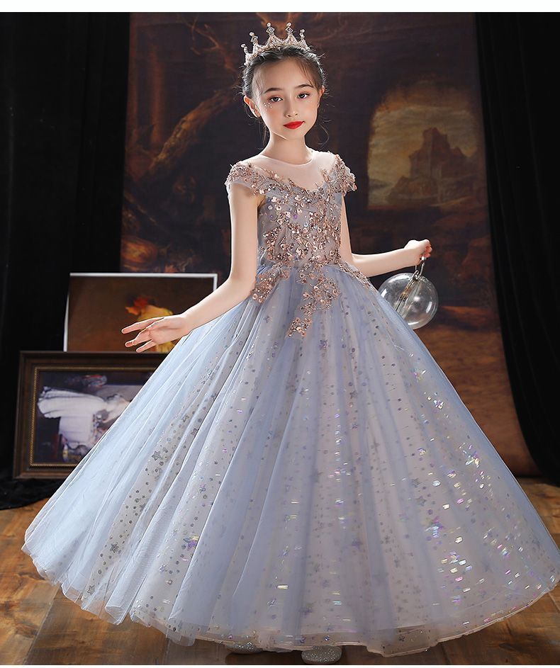 新品 ピアノ 発表会 ロングドレス 子供ドレス キラキラ 女の子 フォーマル 結婚式 卒業式 パーティー 結婚式 お誕生日 写真 プレゼント ジュニア ドレス お姫様 姫系 子供服 卒業式 #bosxm