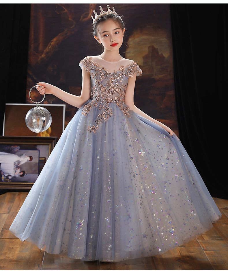 新品 ピアノ 発表会 ロングドレス 子供ドレス キラキラ 女の子 フォーマル 結婚式 卒業式 パーティー 結婚式 お誕生日 写真 プレゼント ジュニア ドレス お姫様 姫系 子供服 卒業式 #bosxm