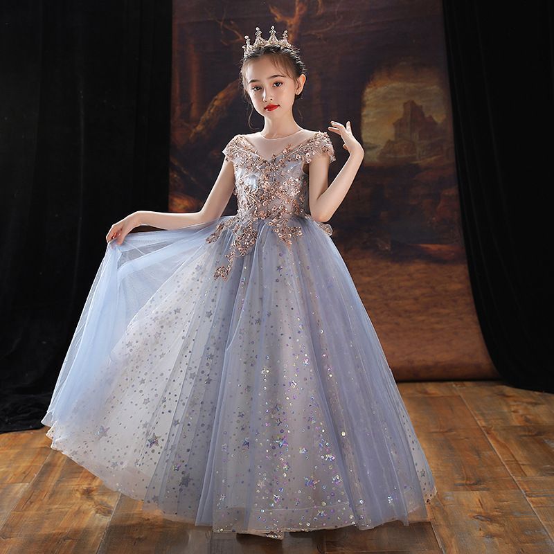 新品 ピアノ 発表会 ロングドレス 子供ドレス キラキラ 女の子 フォーマル 結婚式 卒業式 パーティー 結婚式 お誕生日 写真 プレゼント ジュニア ドレス お姫様 姫系 子供服 卒業式 #bosxm