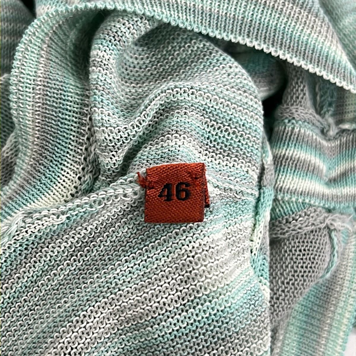 MISSONI(ミッソーニ) カーディガン サイズ46 L レディース - ライトグリーン×ライトグレー×アイボリー 長袖/ボーダー