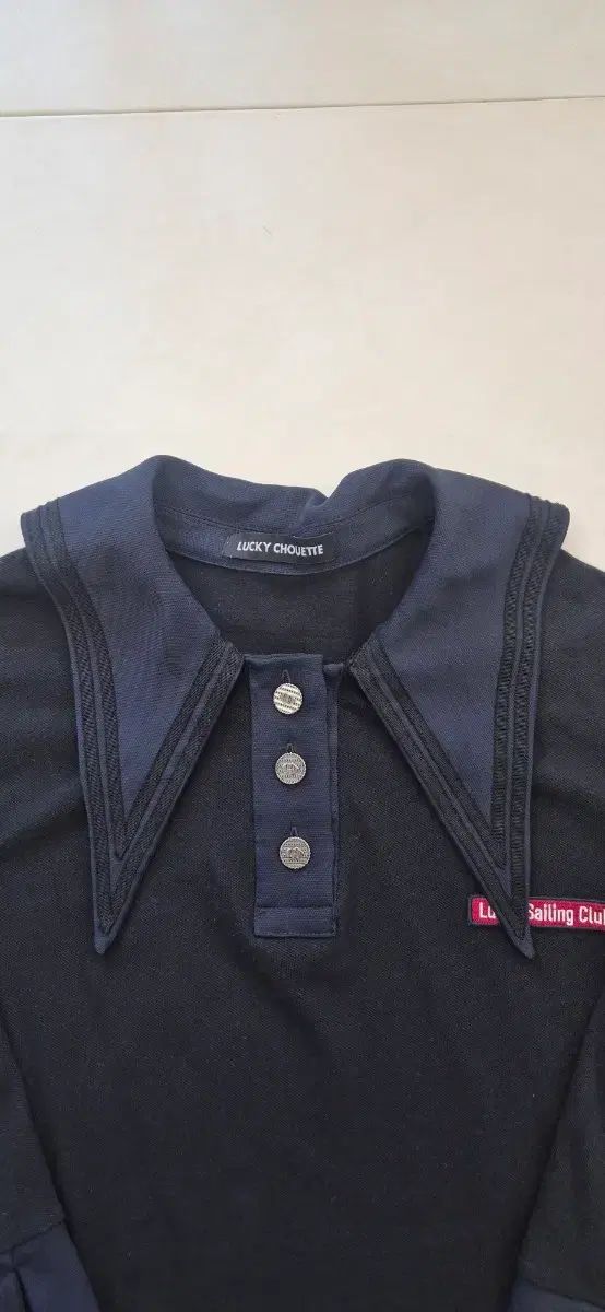 LUCKY CHOUETTE(ラッキーシュエトゥ) ネイビー セーラー カラーTシャツ 38 LUCKY CHOUETTE(ラッキーシュエトゥ) ネイビー セーラー カラーTシャツ 38