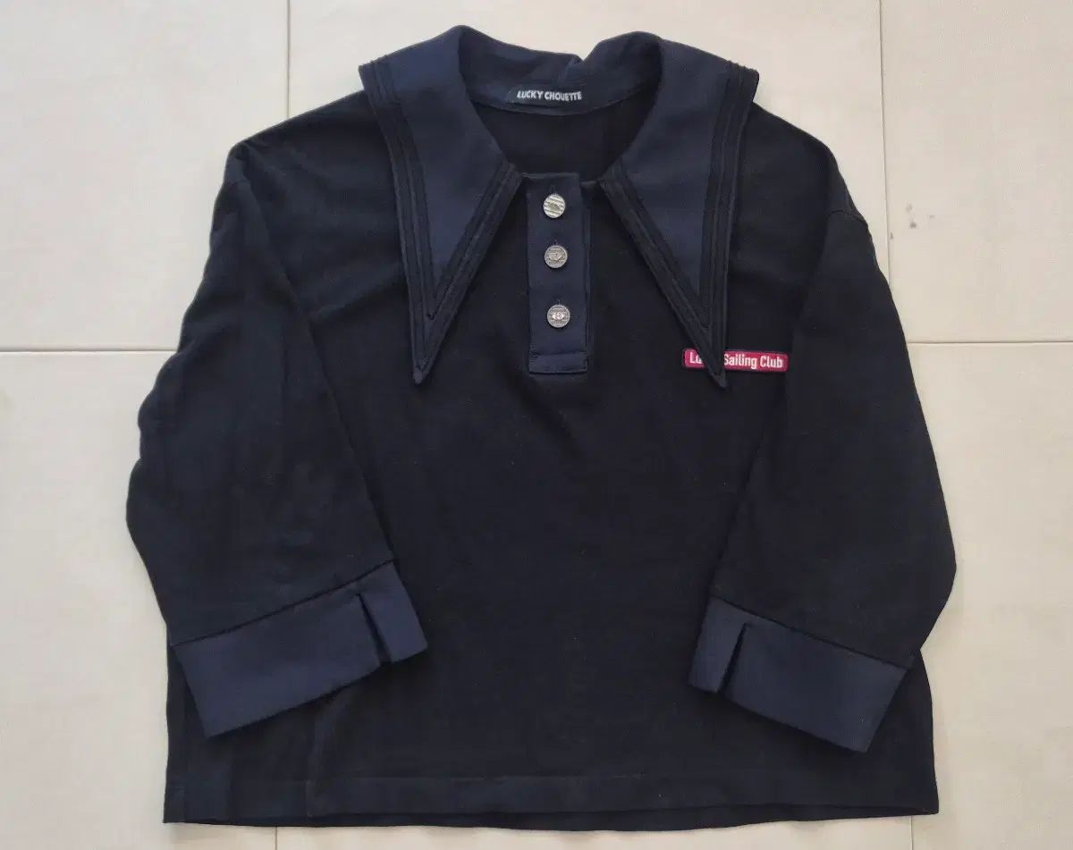 LUCKY CHOUETTE(ラッキーシュエトゥ) ネイビー セーラー カラーTシャツ 38 LUCKY CHOUETTE(ラッキーシュエトゥ) ネイビー セーラー カラーTシャツ 38