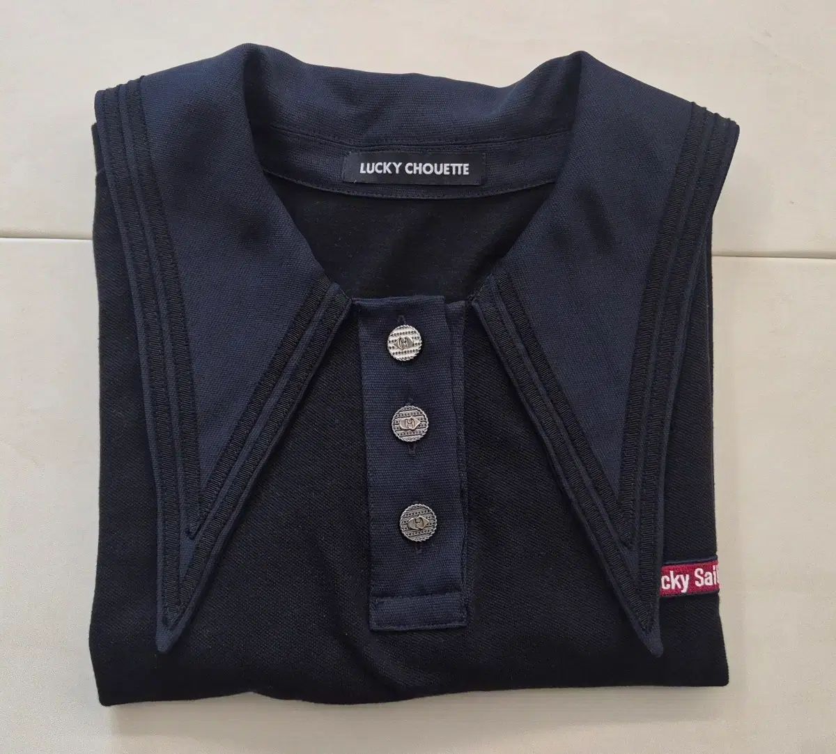 LUCKY CHOUETTE（ラッキーシュエトゥ） ネイビー セーラー カラーTシャツ 38