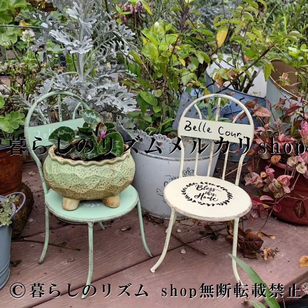ガーデンデコレーション ミニブリキ椅子 ミニ植木鉢スタンド ハンド