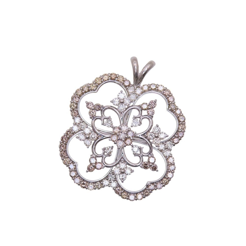 美品 K18WG ダイヤ5.00ct スイング ペンダント トップ ホワイトゴールド/ダイヤモンド ジュエリー 17.8g ネックレス トップ 0061【中古】