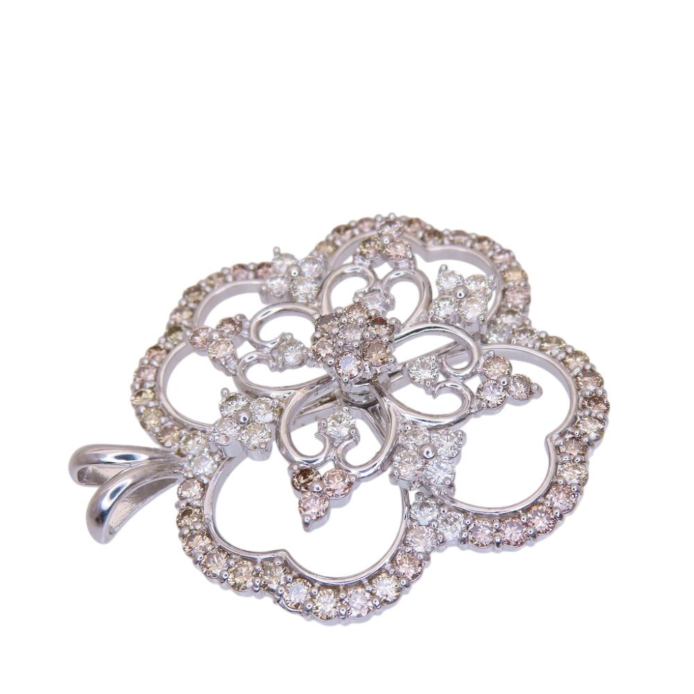 美品 K18WG ダイヤ5.00ct スイング ペンダント トップ ホワイトゴールド/ダイヤモンド ジュエリー 17.8g ネックレス トップ 0061【中古】