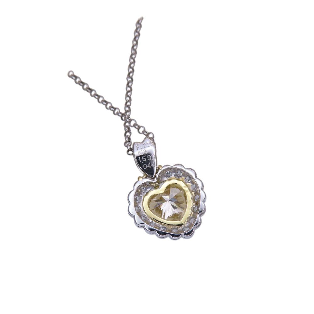 美品 ハートシェイプダイヤ1.693ct / ダイヤ0.44ct Pt900 / K18YG / Pt850 ネックレス ダイヤモンド プラチナ ジュエリー 0074【中古】