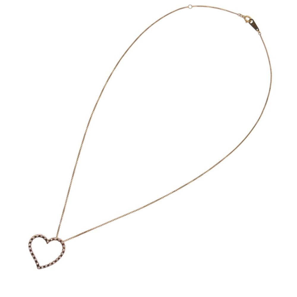 美品 K18PG ダイヤ0.13ct ネックレス ピンクゴールド/ダイヤモンド ジュエリー 0056【中古】
