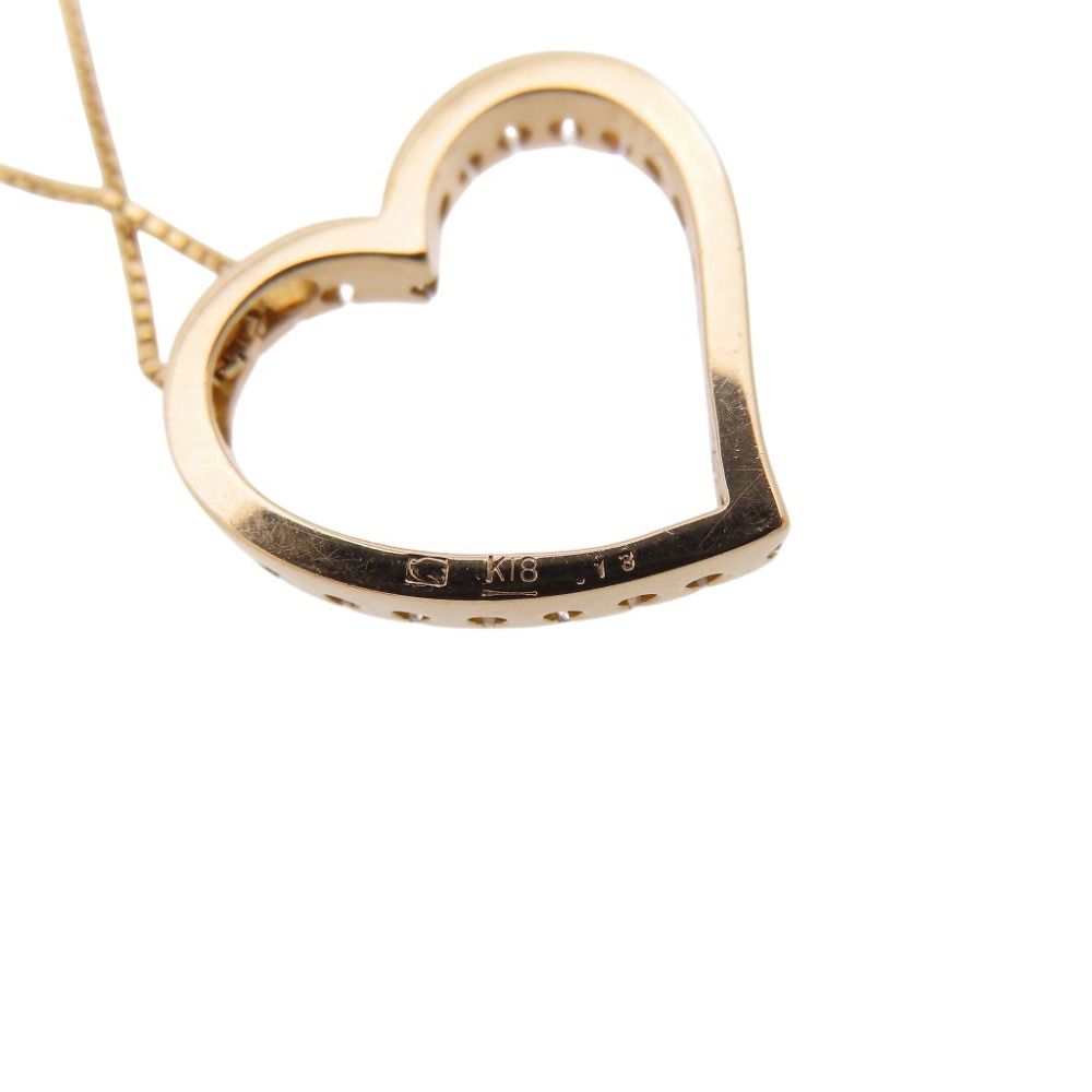 美品 K18PG ダイヤ0.13ct ネックレス ピンクゴールド/ダイヤモンド ジュエリー 0056【中古】