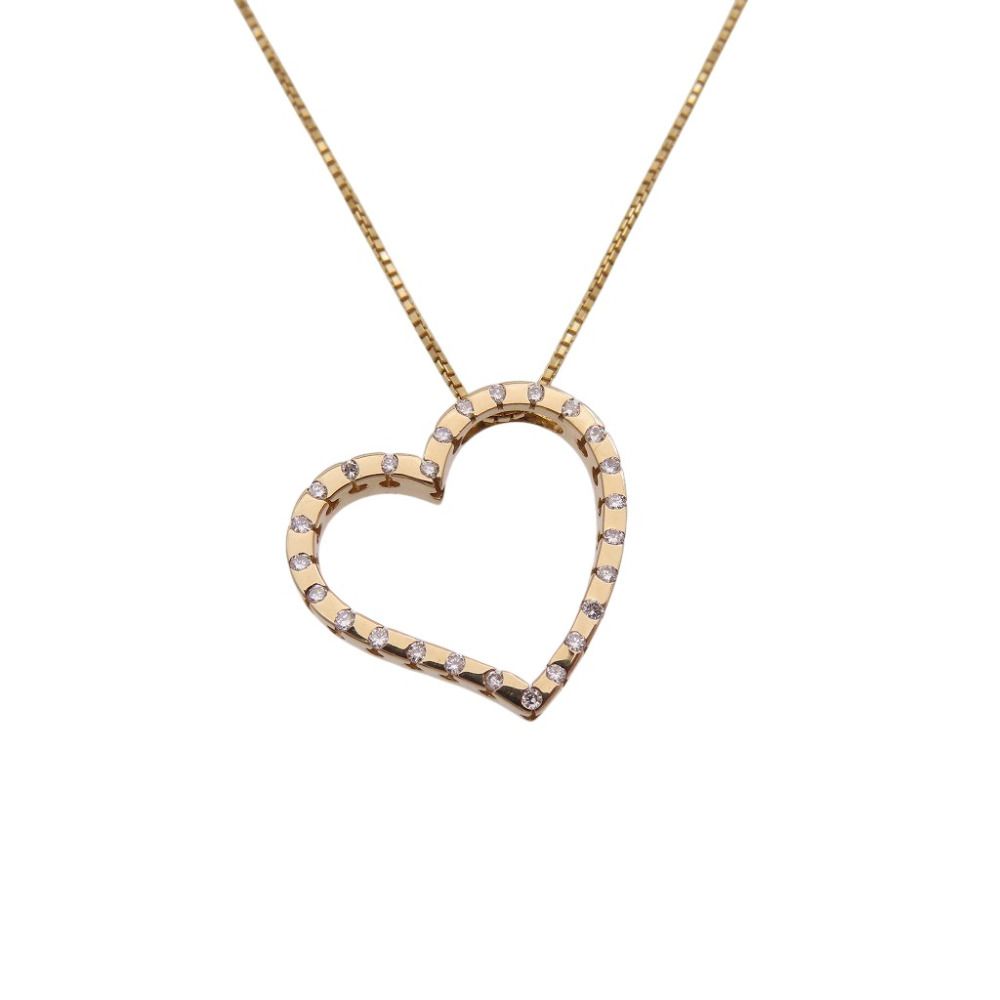 美品 K18PG ダイヤ0.13ct ネックレス ピンクゴールド/ダイヤモンド ジュエリー 0056【中古】