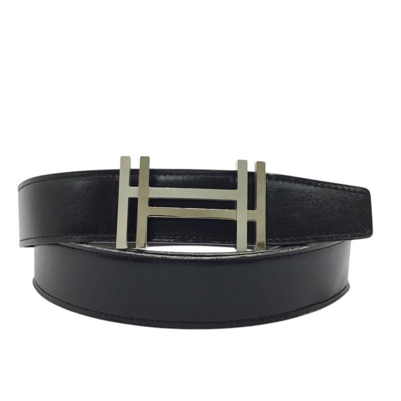 HERMES【エルメス】Hベルト　Hオ・カレ　95サイズ　メンズ　ブラック　ダークブラウン　シルバー金具【中古品/USED-B】質屋　かんてい局那覇店　ｎ3102691927300018