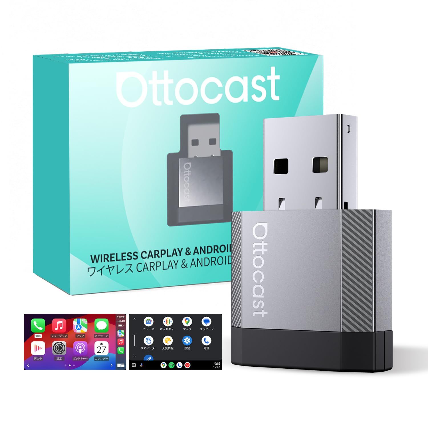 【公式】OTTOCAST MINI Nova 2026年新登場 車載用ワイヤレスCarPlayアダプター Android Auto対応 有線CarPlay専用 コンパクト設計 技適取得済mi 1b20bfd4