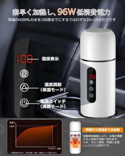 車載電気ケトル DC12V/24V兼用 420ml 車用湯沸かしケトル 40℃?100℃温度調節 車中泊・キャンプ・長距離ドライブ 持ち運びケトル カー用&トラック用 二重構造 空焚き防止 日本語説明書付くmi a4f80b74 車載電気ケトル DC12V/24V兼用 420ml 車用湯沸かしケトル 40℃?100℃温度調節 車中泊・キャンプ・長距離ドライブ 持ち運びケトル カー用&トラック用 二重構造 空焚き防止 日本語説明書付くmi a4f80b74