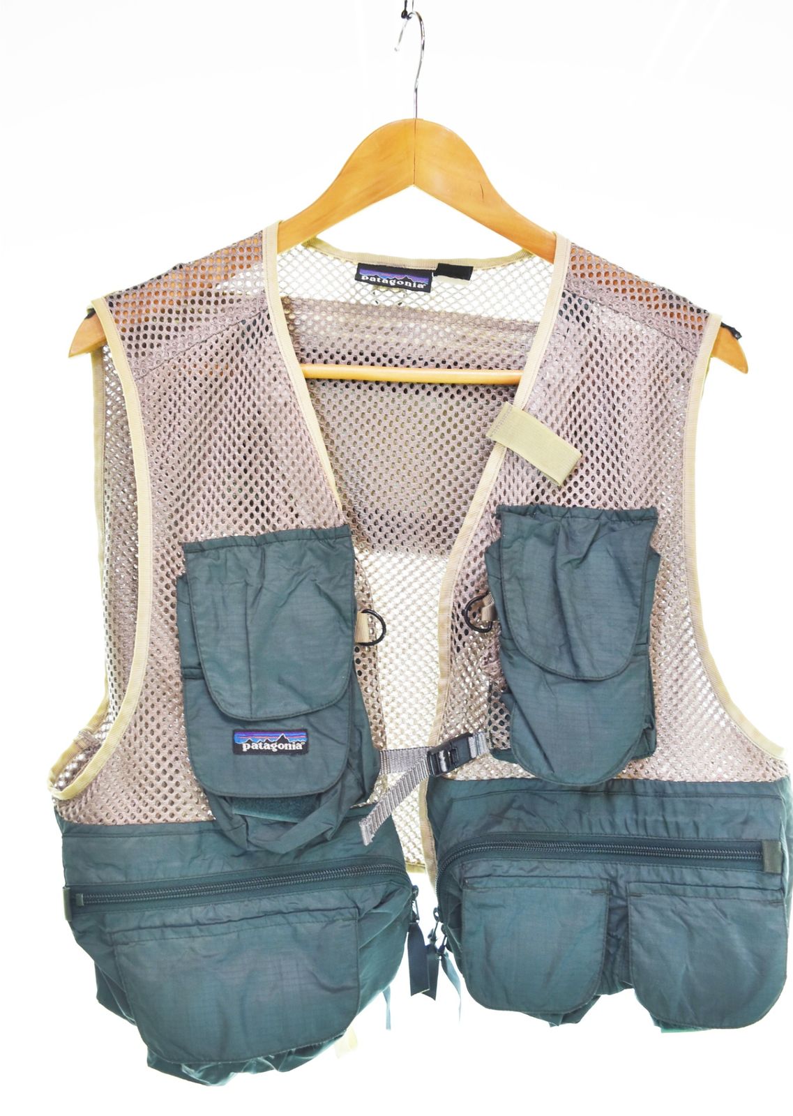 パタゴニア PATAGONIA 90s～ FISHING VESTフィッシングベストメッシュ 82721 ベスト カーキ Lサイズ 103MT-4540