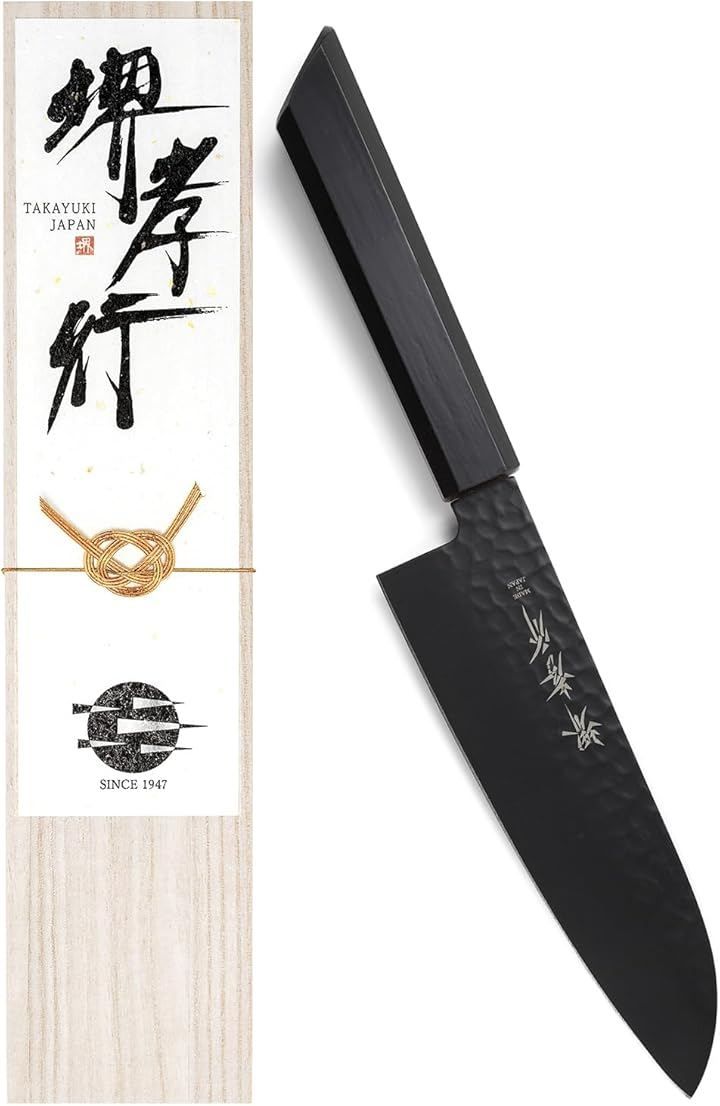 KitcheNavi 堺孝行 600年の継承技術。プロの料理人が愛用 朗黒 和 三徳包丁 170mm 漆柄 斜尻型 艶無 日本製 黒刀 ステンレス鋼 V金10号 (ブラック, 170mm) 26,850円