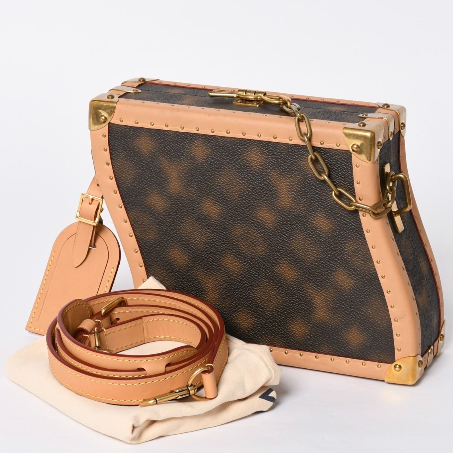 極美品 LOUISVUITTON ルイヴィトン モノグラム ヴァージル モザイク ウェイビートランク M46130 ショルダーバッグ クラッシュ 中古 4a002124