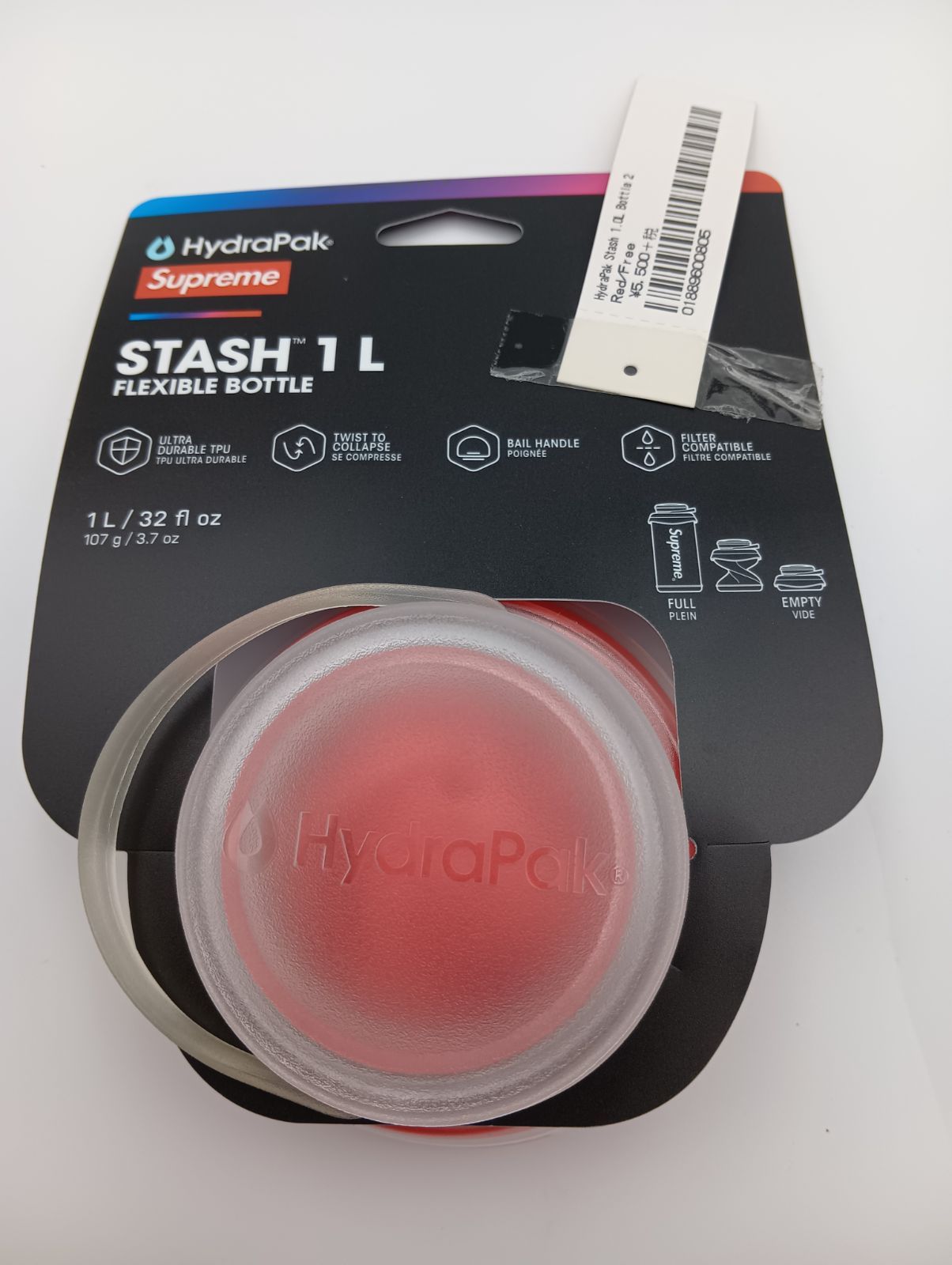 新品タグ付 Supreme HydraPak Stash 1L Flexible Bottle Red - メルカリ