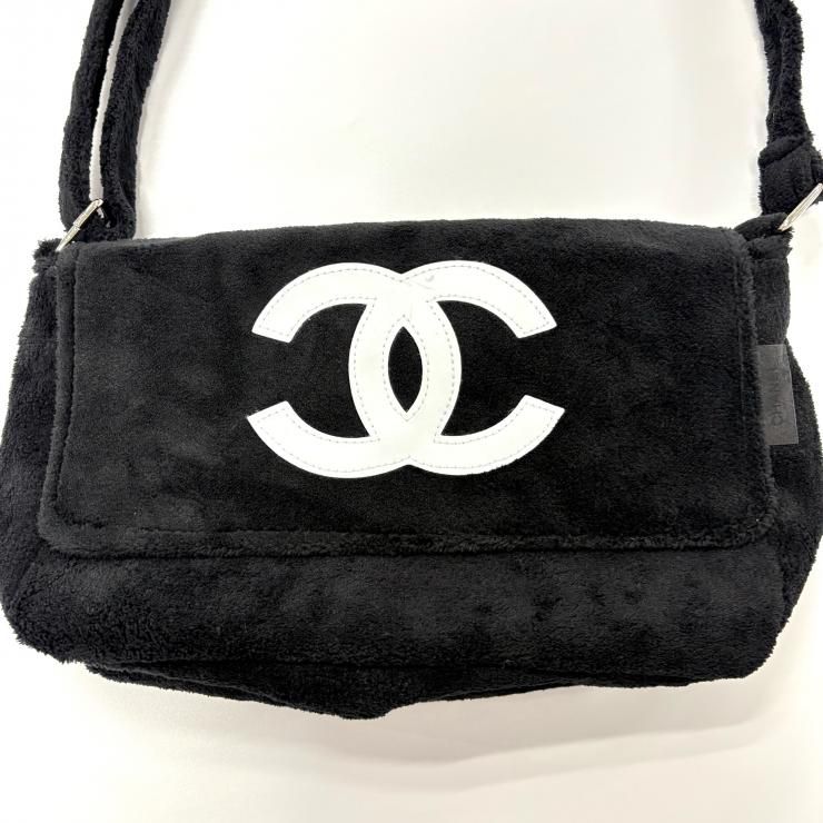 CHANEL ノベルティ ココマーク ショルダーバッグ パイル地 ブラック 鑑定済み 正規品 シャネル CHANEL ノベルティ ココマーク ショルダーバッグ パイル地 ブラック