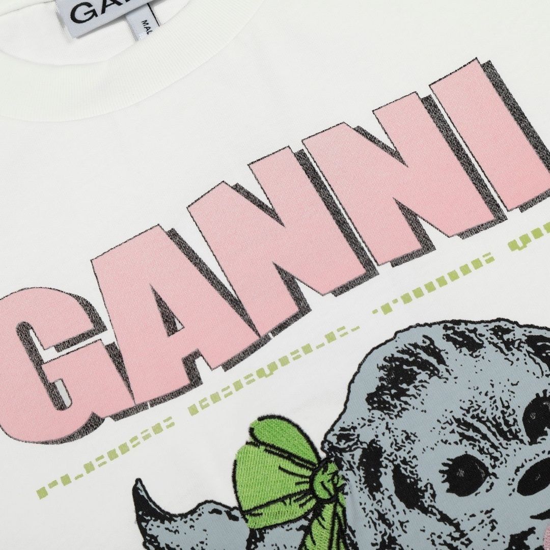 大人気】GANNIガニー Puppyグラフィック Tシャツ オーガニックコットン
