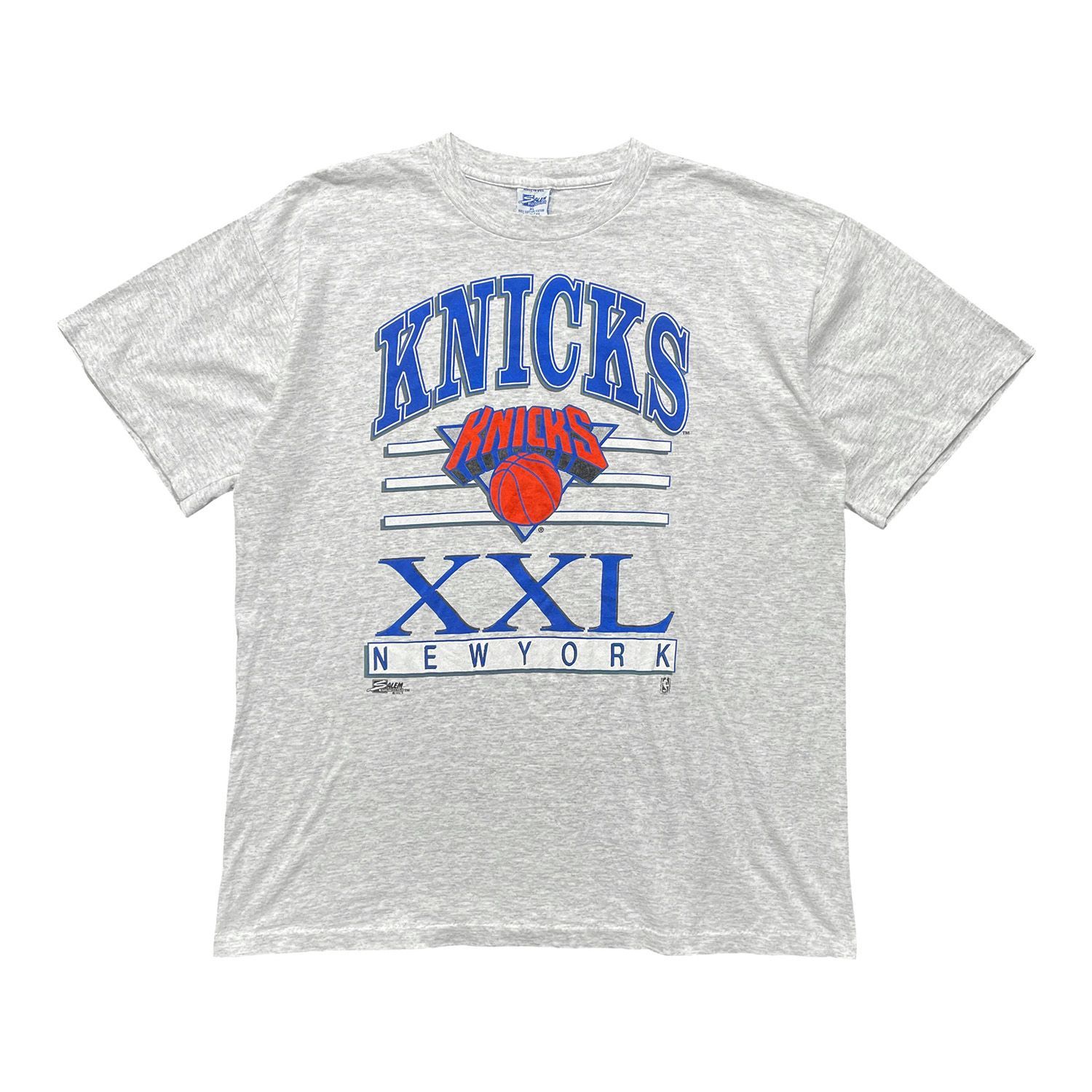 古着 USA製 90S SALEM セーラム NBA ニューヨークニックス ヴィンテージ Tシャツ プリント メンズXL グレー シングルステッチ BA5517