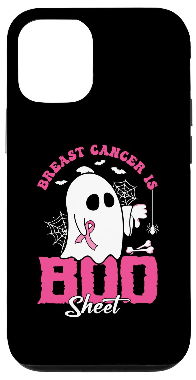 iPhone 15 Pro Breast Cancer is Booシート かわいいピンクの文字 ハロウィンコスチューム スマホケース