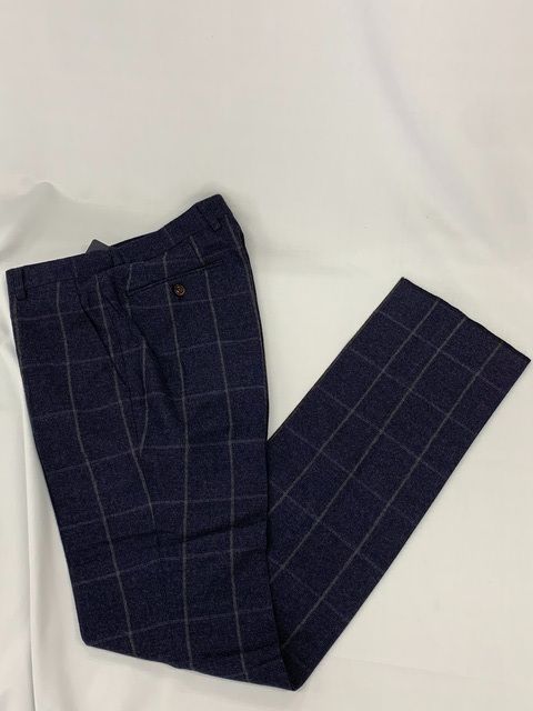 新品 定価3.08万 高級ブランド 英国ブランド 百貨店ブランド 特価セール パンツ ズボン トラウザーズ S M ウエスト 76cm ネイビー チェック 毛 ウール 100% メンズ 春 夏 秋 カジュアル ビジネス ノータック 287