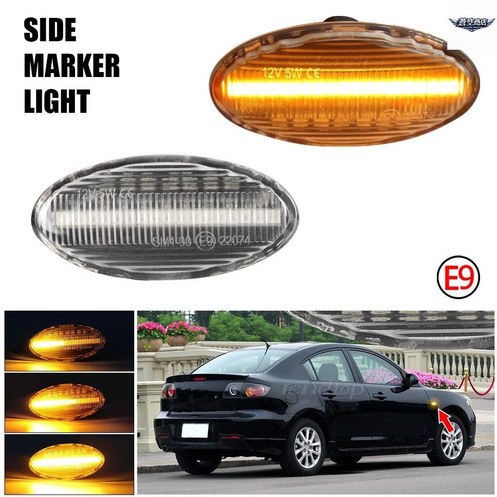 ターンシグナルサイドマーカーライトLEDダイナミックフラッシャーリピーターブリンカーマツダ2 3 5 6 BT-50 MPV II 2006 - 10