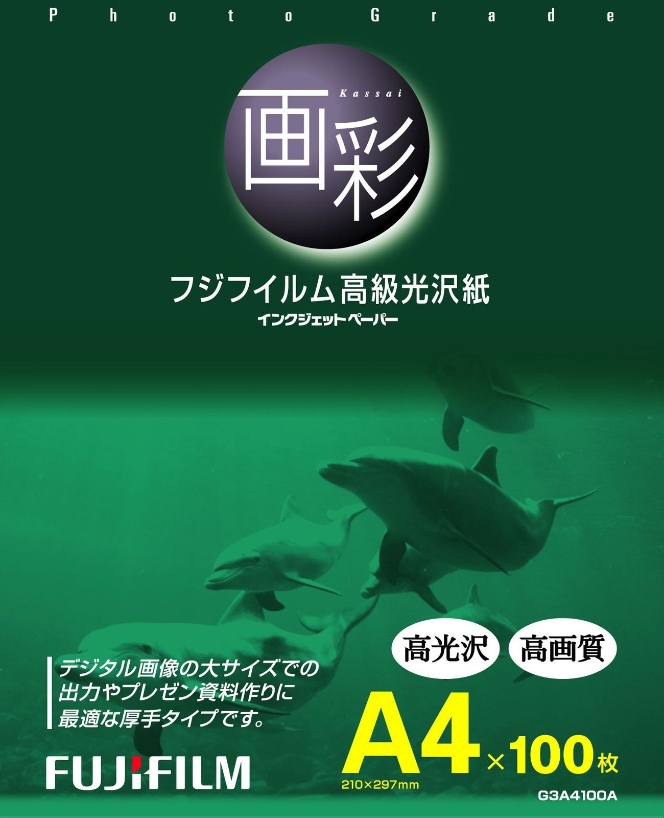 FUJIFILM インクジェットペーパープリンター用紙 画彩 高級光沢紙 紙ベース A4サイズ 100枚入 インクジエツト G3A4100A [A4] [190g/m2]