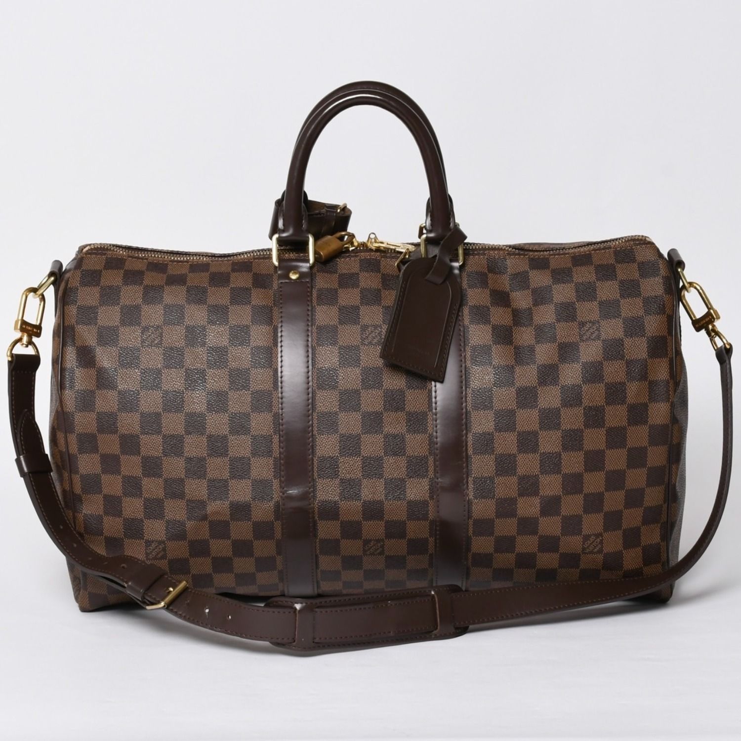 極美品 LOUIS VUITTON ルイヴィトン キーポル バンドリエール45 ボストンバッグ N41428 ダミエ エベヌ レザー ゴールド金具 中古 4a001915 137,500円