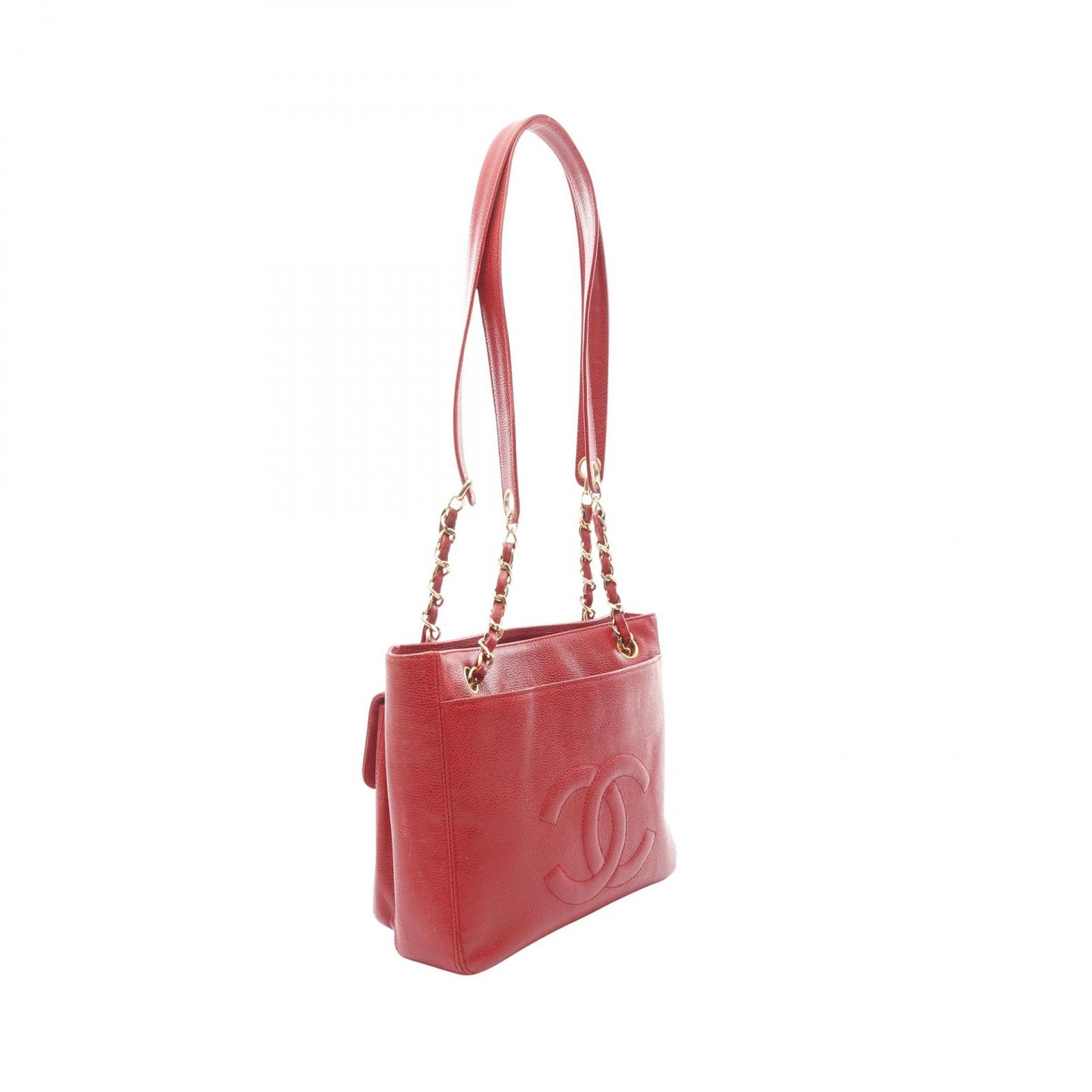 シャネル CHANEL トートバッグ ココマーク レッド カーフ（牛革） ココ