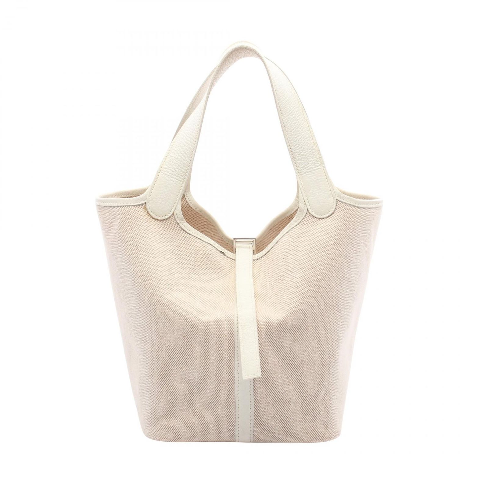 エルメス HERMES ハンドバッグ ピコタンMM エクリュ/ホワイト レザー キャンバス ピコタンMM エクリュ/ホワイト レディース Used B