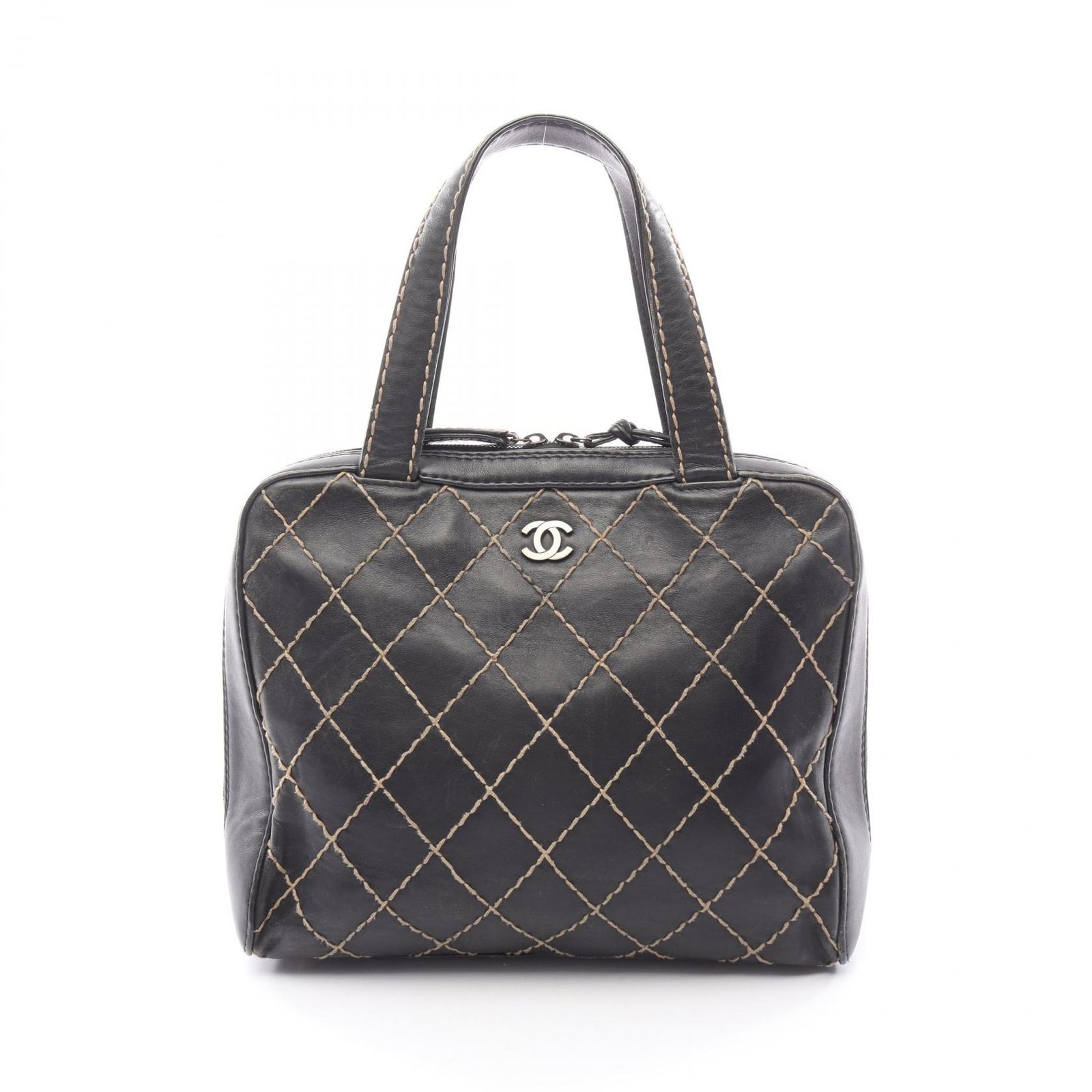 シャネル CHANEL ハンドバッグ ワイルドステッチ ブラック レザー ワイルドステッチ ハンドバッグ レディース Used B 81,290円