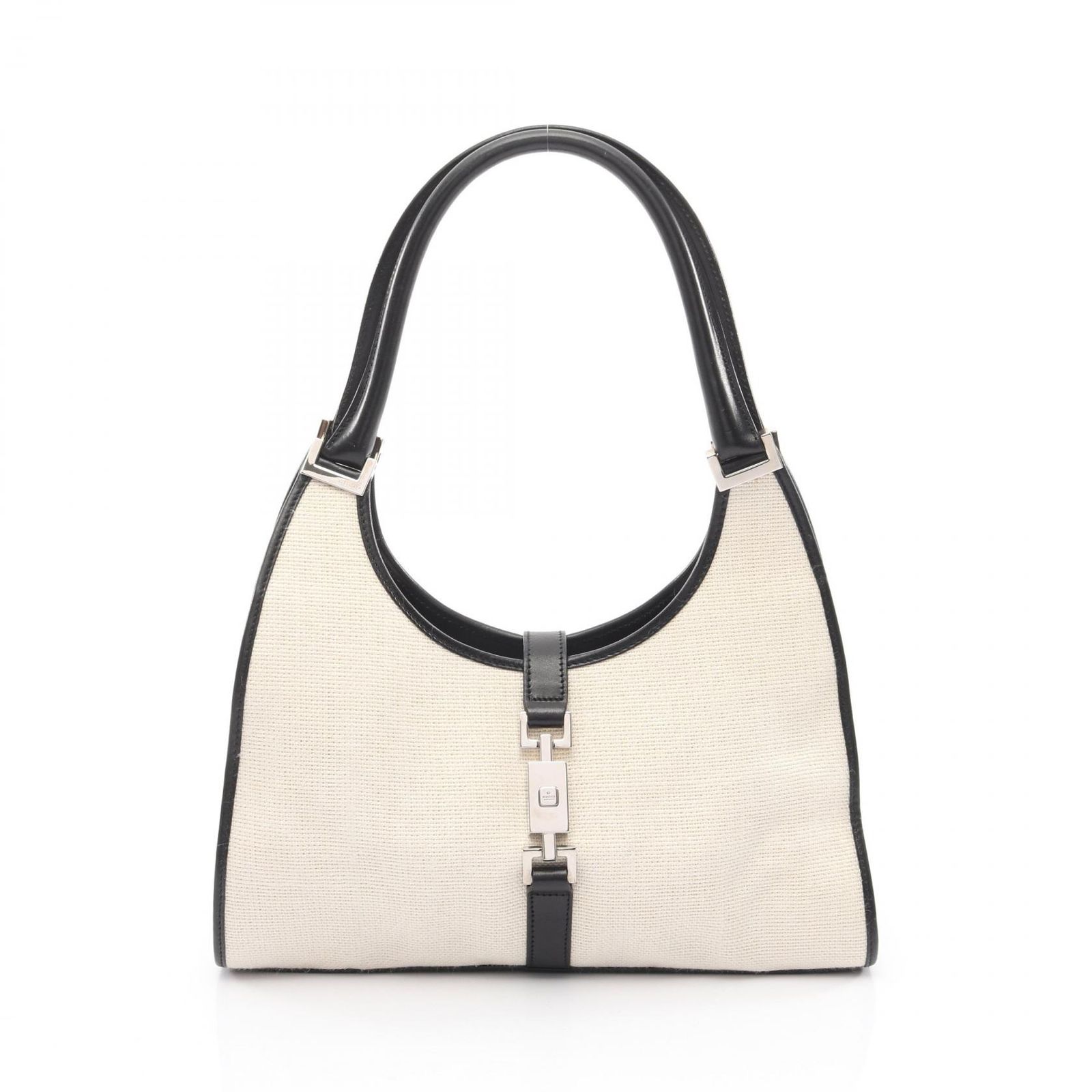 グッチ GUCCI ショルダーバッグ ジャッキー 002･1067 アイボリー/ブラック キャンバス レザー ハンドバッグ レディース Used B 69,740円