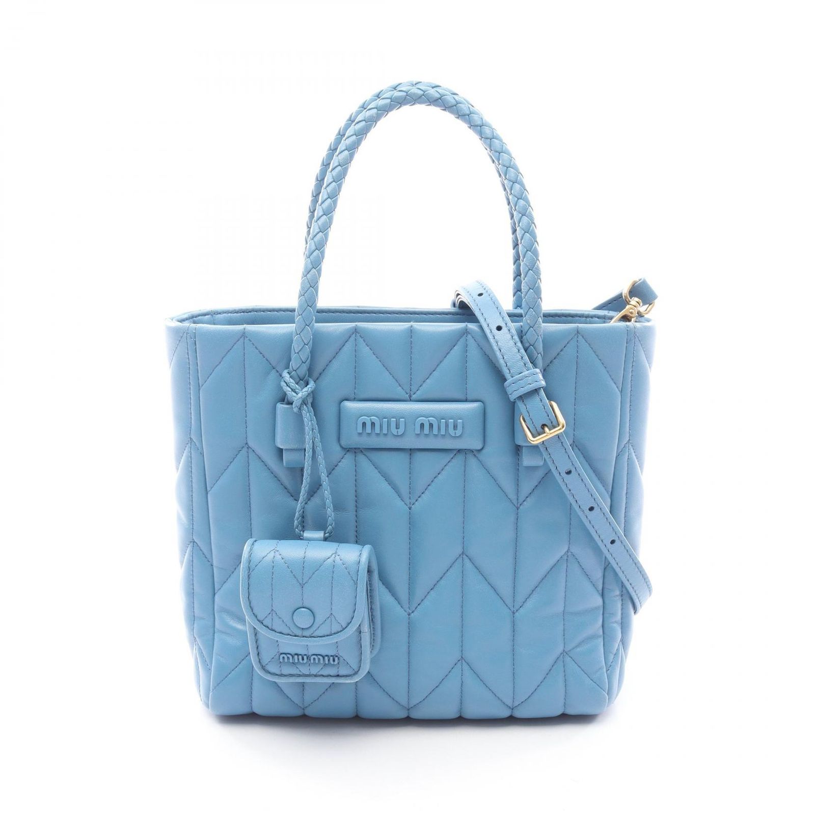 ミュウ ミュウ Miu Miu ハンドバッグ NAPPA TRAPUNTAT 5BA211 ブルー レザー NAPPA TRAPUNTAT ハンドバッグ レディース Used A