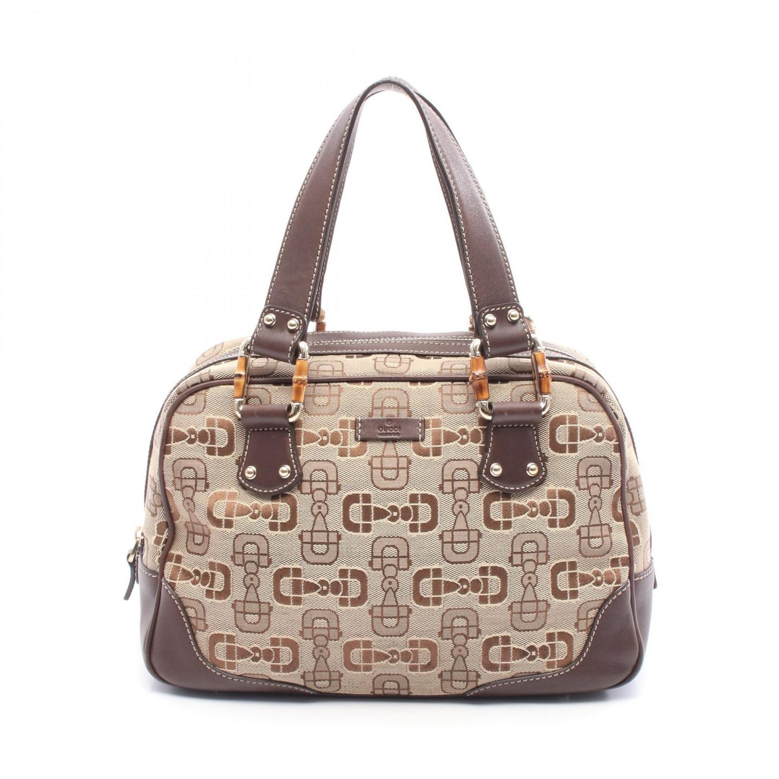 グッチ GUCCI ハンドバッグ バンブー ホースビット ミニボストンバッグ 248271 ベージュ/ダークブラウン キャンバス レザー ホースビット ハンドバッグ レディース