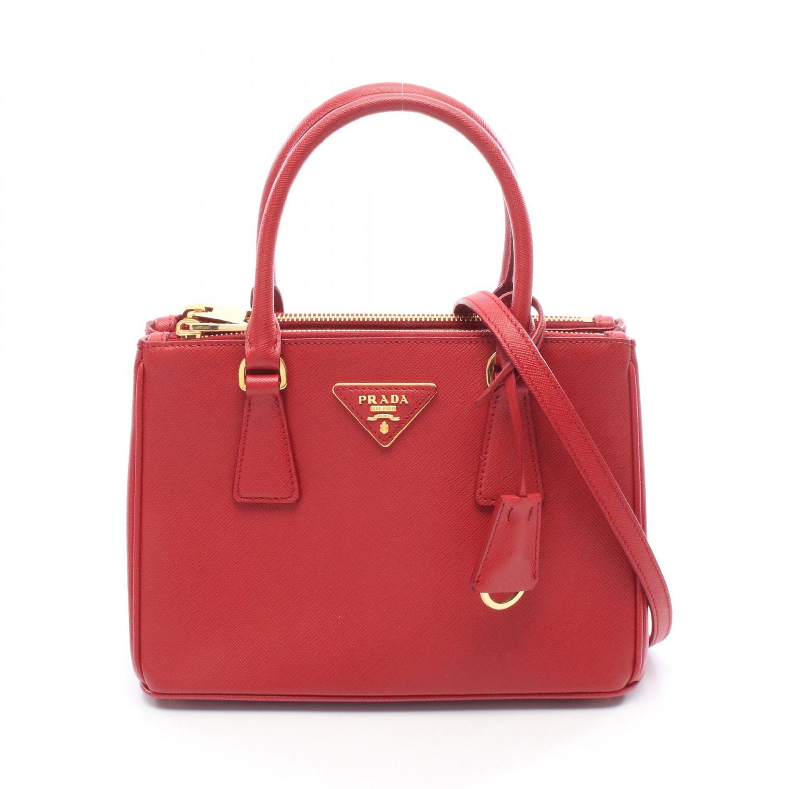 プラダ PRADA ハンドバッグ ガレリア 1BA896 レッド レザー ガレリア 2wayハンドバッグ レディース Used A