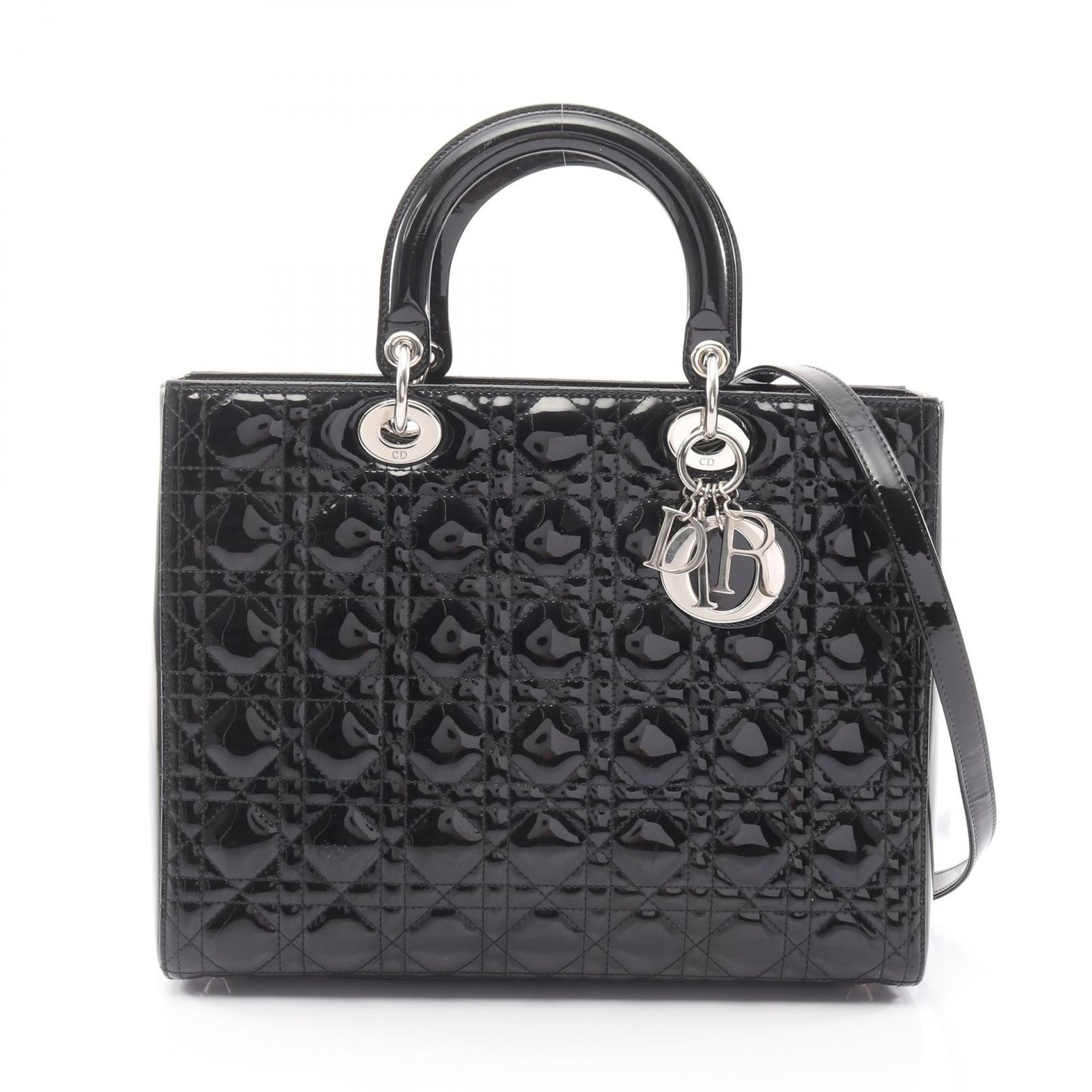 ディオール Dior ハンドバッグ レディディオール ラージ カナージュ M0566OWCB-M900 ブラック パテントレザー レディディオール カナージュ 2wayトート ラージ レディース