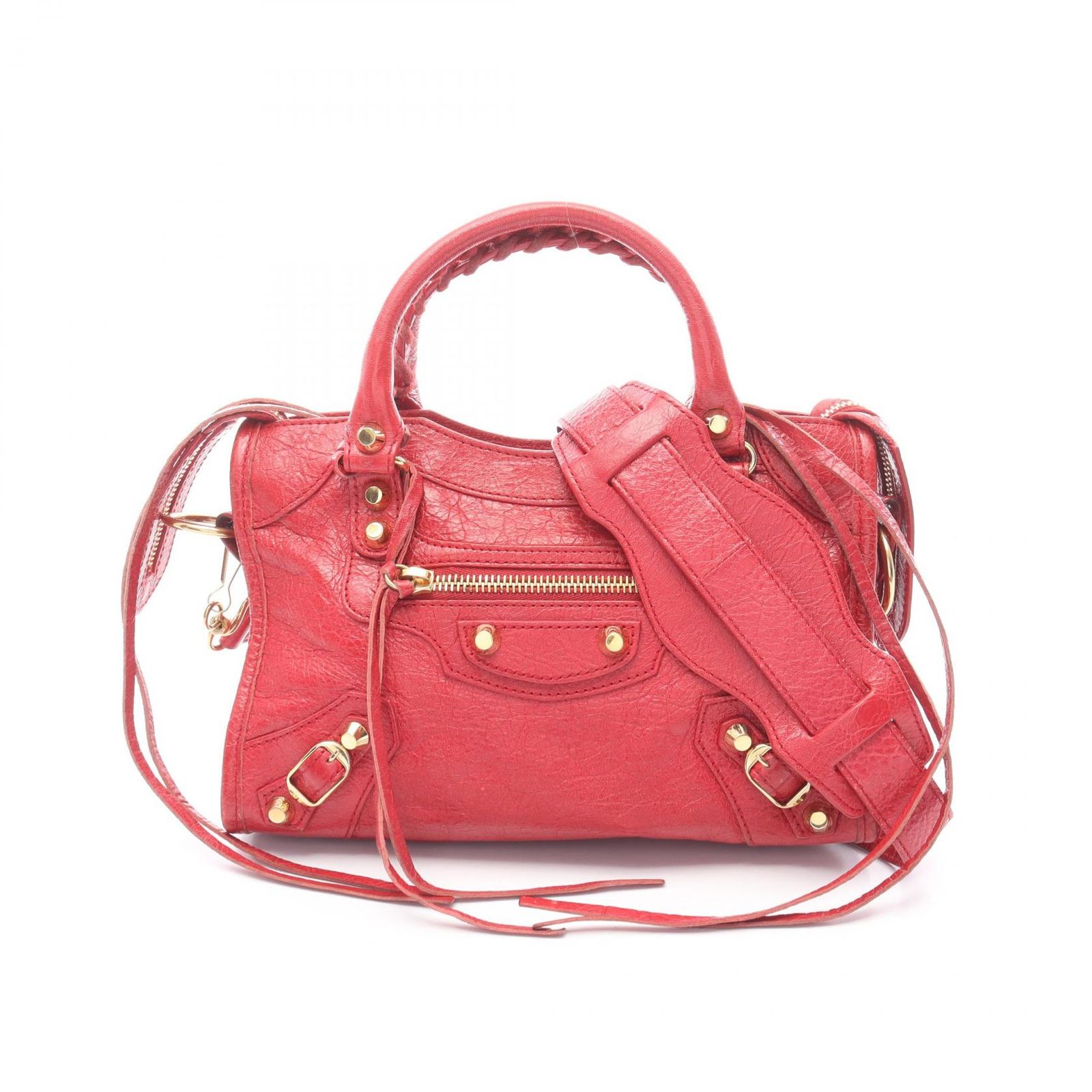 バレンシアガ BALENCIAGA ハンドバッグ クラシック ミニシティ 300295 レッド レザー クラシック ミニ シティ レディース Used B