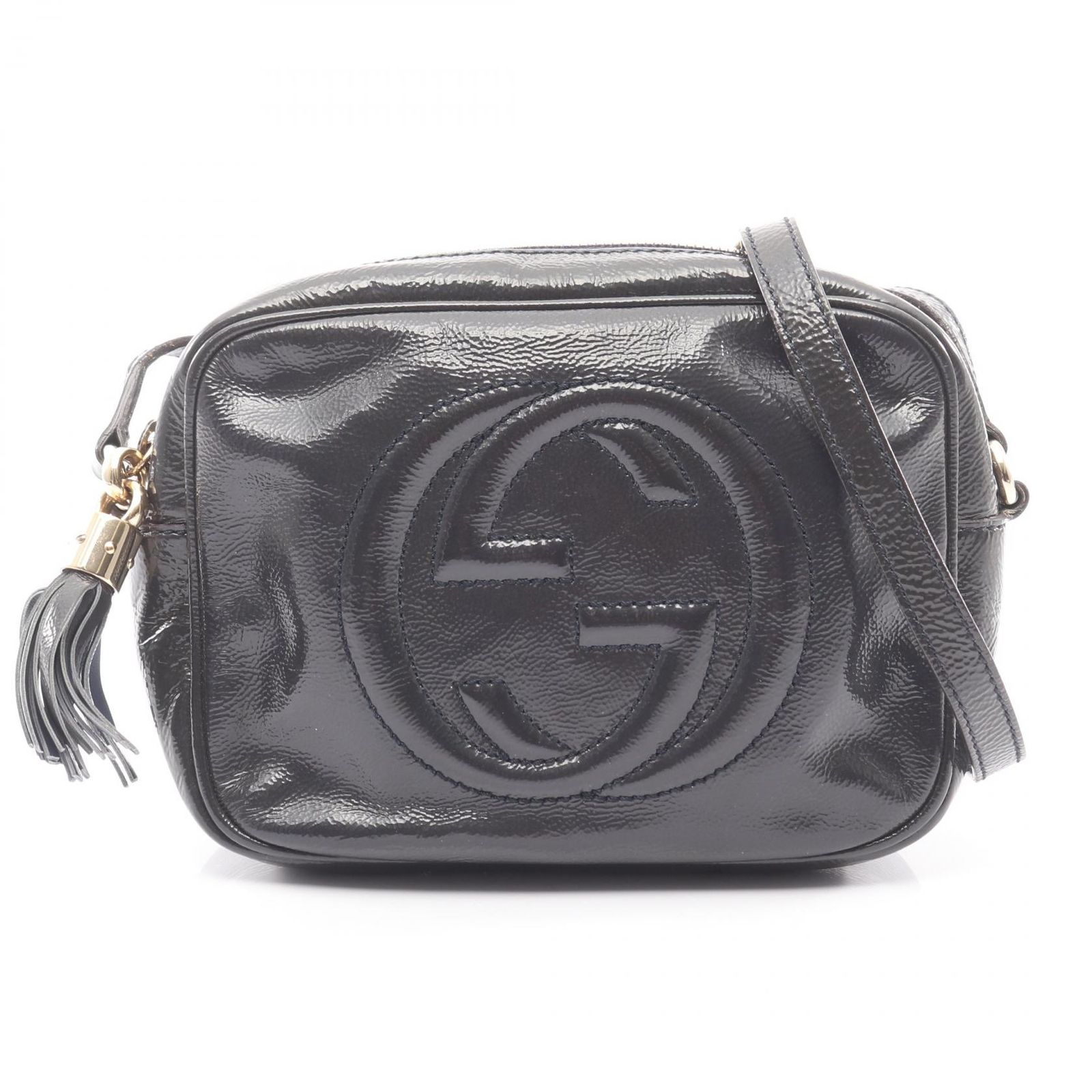 グッチ GUCCI ショルダーバッグ ソーホー ディスコバッグ インターロッキングG 308364 ネイビー パテントレザー ソーホー インターロッキングG カメラバッグ レディース
