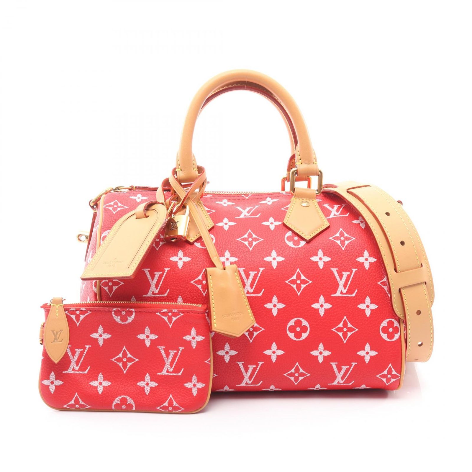 ルイ・ヴィトン LOUIS VUITTON ハンドバッグ スピーディ P9 バンドリエール25 ルージュ M24425 ルージュ PVCコーティングキャンバス レザー スピーディP9・バンドリエール25
