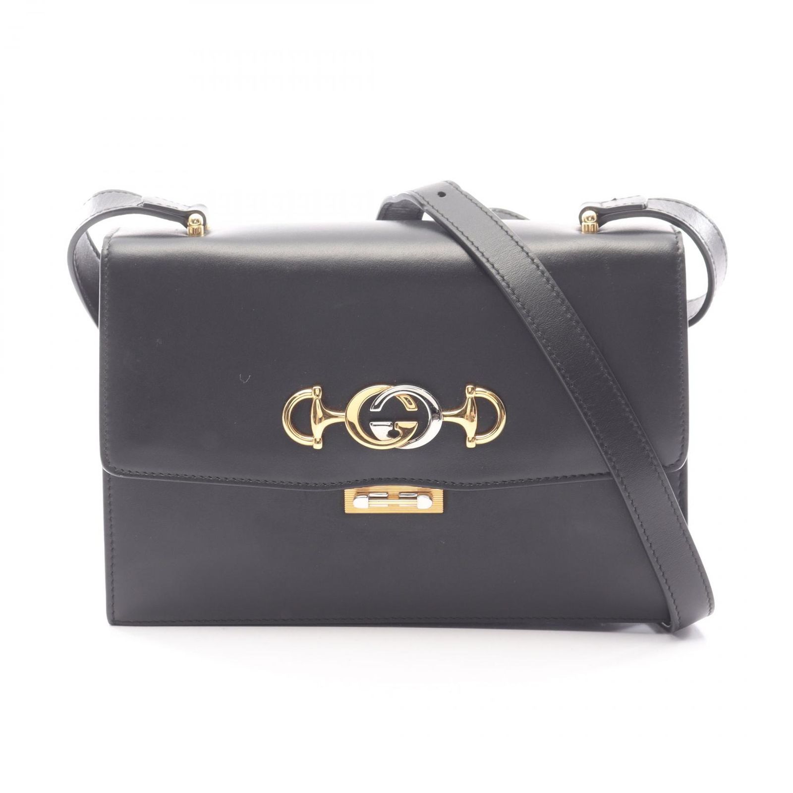 グッチ GUCCI ショルダーバッグ ズゥミ 576388 ブラック レザー ズゥミ ホースビット ショルダーバッグ レディース Used A