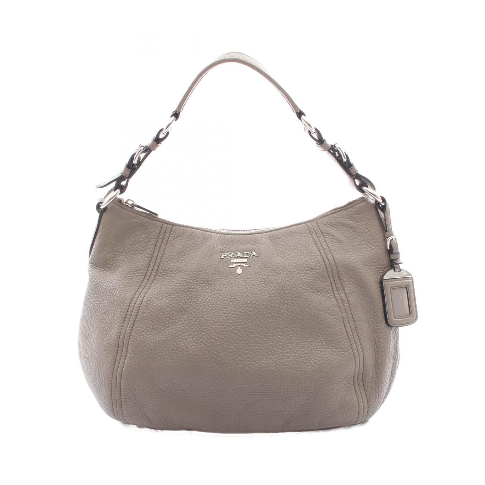 プラダ PRADA ショルダーバッグ グレー レザー ショルダーバッグ レディース Used B