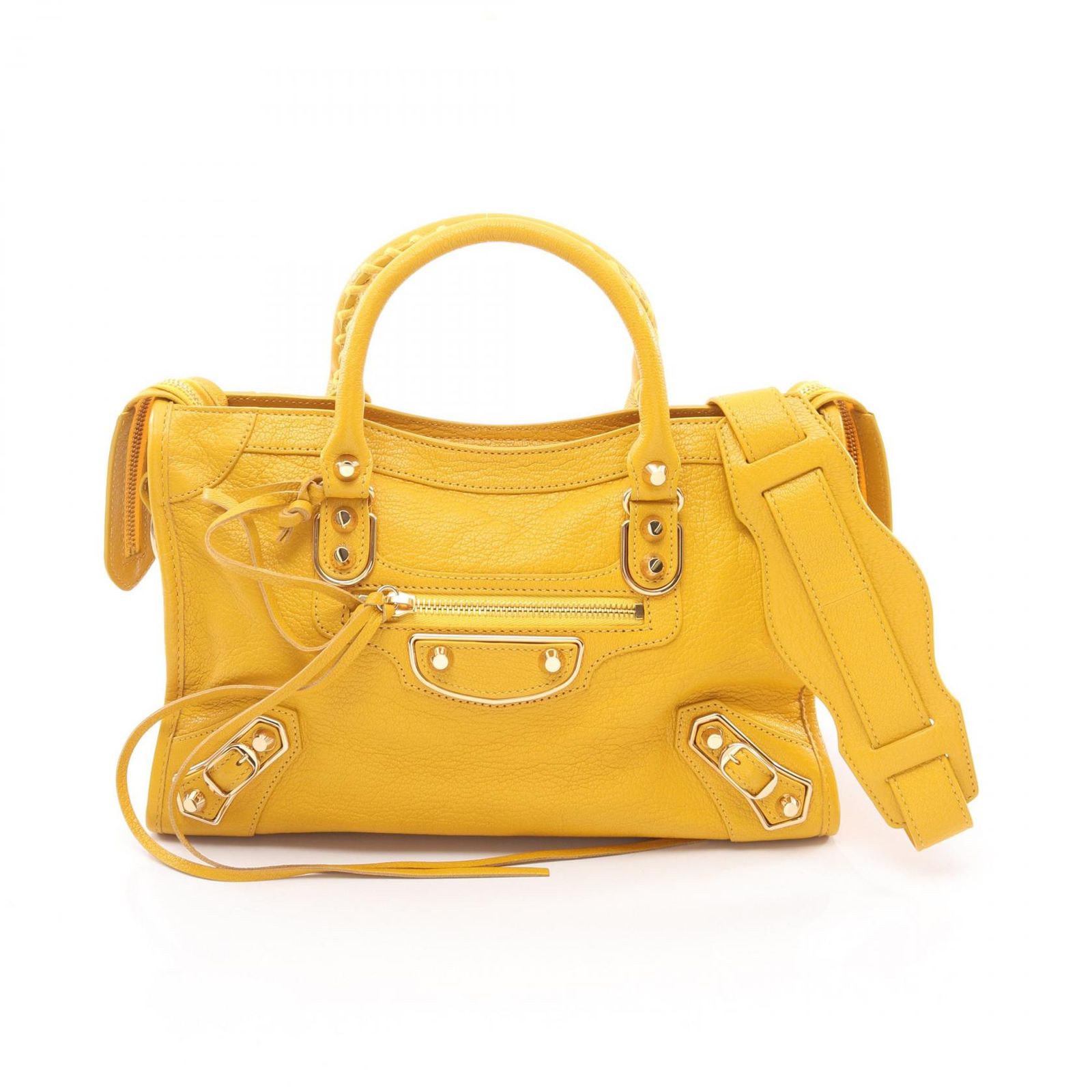 バレンシアガ BALENCIAGA ハンドバッグ クラシック メタリック エッジ シティ S 432831 イエロー レザー クラシック メタリック エッジ シティ S レディース Used A