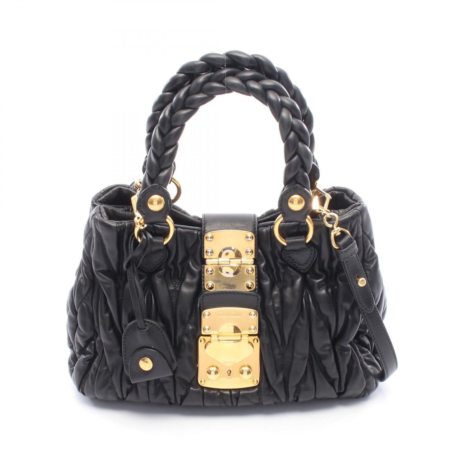 ミュウ ミュウ Miu Miu ハンドバッグ MATELASSE マテラッセ RN0473 ブラック レザー マテラッセ 2wayショルダー レディース Used A