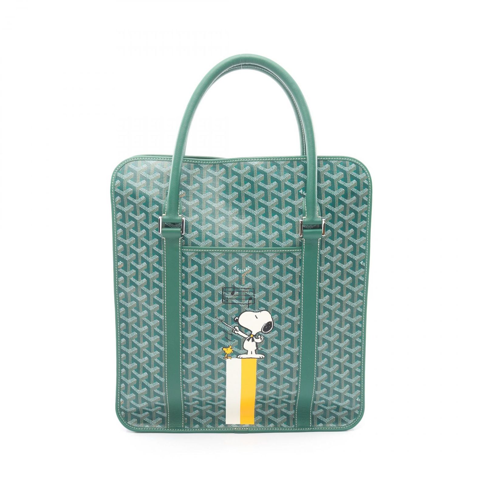 ゴヤール GOYARD トートバッグ GOYARD × SNOOPY ブルゴーニュ グリーン PVCコーティングキャンバス レザー GOYARD×SNOOPY ブルゴーニュ バッグ レディース Used A