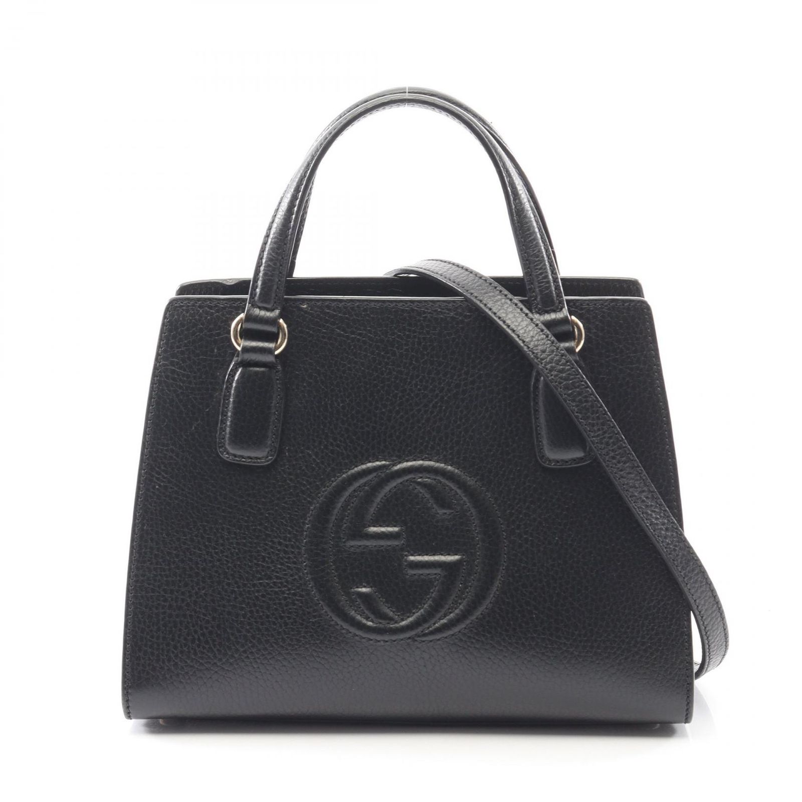 グッチ GUCCI ハンドバッグ ソーホー インターロッキングG 607722 ブラック レザー ソーホー 2wayショルダー レディース Used A
