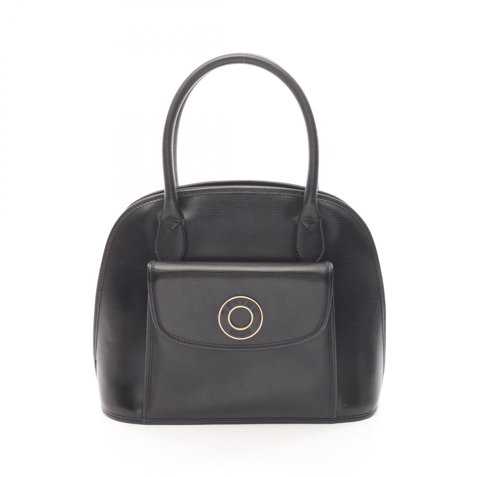 セリーヌ CELINE ハンドバッグ サークルロゴ ブラック レザー サークル ロゴ ハンドバッグ レディース Used B 41,470円