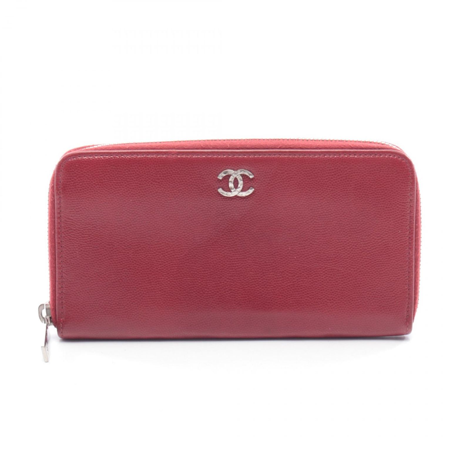 シャネル CHANEL ラウンド長財布 レッド レザー カーフ（牛革） ココ 